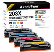 Compatible Pack x4 HP CF540X / CF541X / CF542X / CF543X Cartuchos de Toner 203X para HP Color LaserJet Pro M254dnw M254dw M254nw / MFP M280nw M281fdn M281fdw M281fw