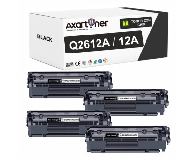 Compatible Pack x4 HP Q2612A / 12A Negro Cartucho de Toner para HP LaserJet 1010 1012 1015 1018 1020 1022 1022n 1022nw 3020 3030 3050 3052 3055 M1005 M1005mfp M1319 M1319f