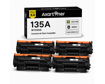 Compatible Pack x4 HP W1350A / 135A - CON CHIP - Negro Cartucho de Toner (NO usar en HP+ / Serie E) para HP LaserJet M207dw M209d M209dw / MFP M232dw M233dw M234d M234dw M234sdn M234sdw M235dw M235sdw M236dw M237dw