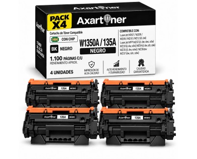 Compatible Pack x4 HP W1350A / 135A - CON CHIP - Negro Cartucho de Toner (NO usar en HP+ / Serie E) para HP LaserJet M207dw M209d M209dw / MFP M232dw M233dw M234d M234dw M234sdn M234sdw M235dw M235sdw M236dw M237dw