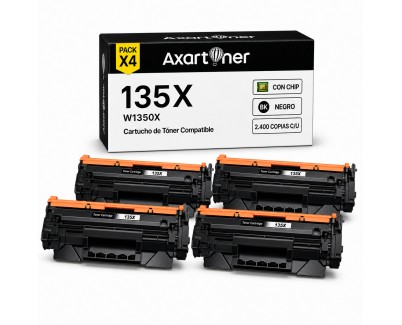 Compatible Pack x4 HP W1350X / 135X - CON CHIP - Negro Cartucho de Toner (NO usar en HP+ / Serie E) para HP LaserJet M207dw M209d M209dw / MFP M232dw M233dw M234d M234dw M234sdn M234sdw M235dw M235sdw M236dw M237dw
