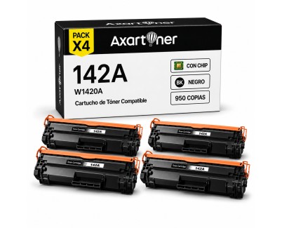 Compatible Pack x4 HP W1420A / 142A - CON CHIP - Negro Cartucho de Toner (NO usar en impresoras terminan en E)  para HP LaserJet MFP M140w LaserJet M110w M110 M140 M140w M139w