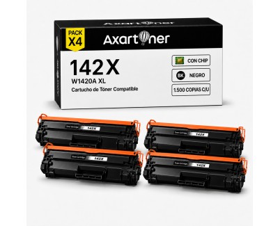 Compatible Pack x4 HP W1420A XL / 142X - CON CHIP - Negro Cartucho de Toner (NO usar en impresoras que terminan en E) para HP LaserJet MFP M140w LaserJet M110w M110 M140 M140w M139w