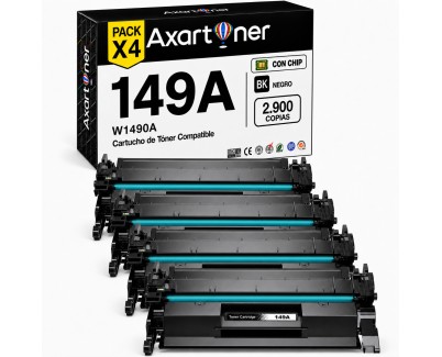 Compatible Pack x4 HP W1490A / 149A - CON CHIP - Negro Cartucho de Toner (NO usar en impresoras terminan en E) para HP LaserJet Pro 4002d 4002dn 4002dw 4002n MFP 4102dw MFP 4102fdn MFP 4102fdw MFP 4103dw MFP 4103fdn