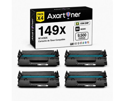 Compatible Pack x4 HP W1490X / 149X - CON CHIP - Negro Cartucho de Toner (NO usar en impresoras terminan en E) para HP LaserJet Pro 4002d 4002dn 4002dw 4002n MFP 4102dw MFP 4102fdn MFP 4102fdw MFP 4103dw MFP 4103fdn