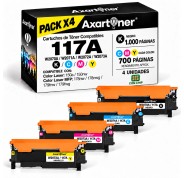 Compatible Pack x4 HP W2070A / W2071A / W2072A / W2073A 117A CON CHIP Cartuchos de Toner para HP Color Laser 150a, 150nw - MFP 178nw, 178nwg, 179fng, 179fnw, 179fwg