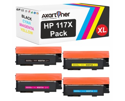 Compatible Pack x4 HP W2070X / W2071X / W2072X / W2073X 117X CON CHIP Cartuchos de Toner para HP Color Laser 150a, 150nw - MFP 178nw, 178nwg, 179fng, 179fnw, 179fwg