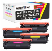 Compatible Pack x4 HP W2120X / W2121X / W2121X / W2123X / 212X - CON CHIP - Cartuchos de Toner para HP Color LaserJet Enterprise Flow MFP M578c, Enterprise M554dn, M555dn, M555x, MFP M578dn, MFP M578f