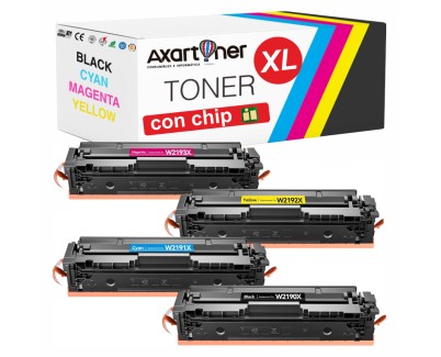 Compatible Pack x4 HP W2190X / W2191X / W2192X / W2193X / 219X - CON CHIP - Cartuchos de Toner para HP Color LaserJet Pro 3202 / MFP 3302