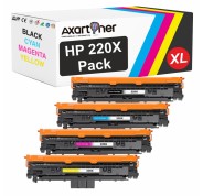 Compatible Pack x4 HP W2200X / W2201X / W2202X / W2203X / 220X - con chip - Cartuchos de Toner para HP Color LaserJet Pro 4202 / MFP 4302 / MFP 4303