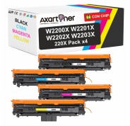 Compatible Pack x4 HP W2200X / W2201X / W2202X / W2203X / 220X - con chip - Cartuchos de Toner  para HP Color LaserJet Pro HP 4202dn, 4202dw, MFP 4302dw, MFP 4302fdn, MFP 4302fdw, MFP 4303dw, MFP 4303fdn, MFP 4303fdw