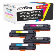 Compatible Pack x4 HP W2210X / W2211X / W2212X / W2213X - CON CHIP - Cartuchos de Toner 207X para HP Color LaserJet Pro M255dw, M255nw, MFP M282nw, MPF M283cdw, MFP M283fdn, MFP M283fdw