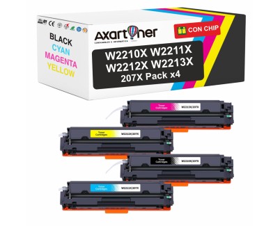 Compatible Pack x4 HP W2210X / W2211X / W2212X / W2213X - CON CHIP - Cartuchos de Toner 207X para HP Color LaserJet Pro M255dw, M255nw, MFP M282nw, MPF M283cdw, MFP M283fdn, MFP M283fdw