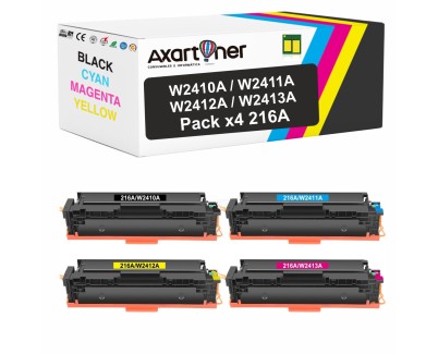 Compatible Pack x4 HP W2410A / W2411A / W2412A / W2413A  / 216A - CON CHIP - para HP Color LasertJet Pro MFP M182n, MFP M183fw