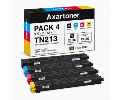 Compatible Pack x4 Konica Minolta Bizhub C203 / C253 Cartuchos de Toner TN-213 / TN213