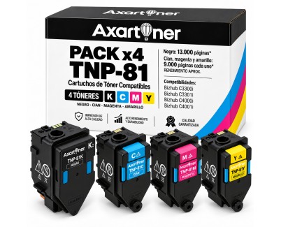 Compatible Pack x4 Konica Minolta Bizhub C3300i / C3301i / C4000i / C4001i Cartuchos de Toner TNP81K - TNP81C - TNP81M - TNP81Y