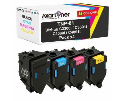 Compatible Pack x4 Konica Minolta Bizhub C3300i / C3301i / C4000i / C4001i Cartuchos de Toner TNP81K - TNP81C - TNP81M - TNP81Y