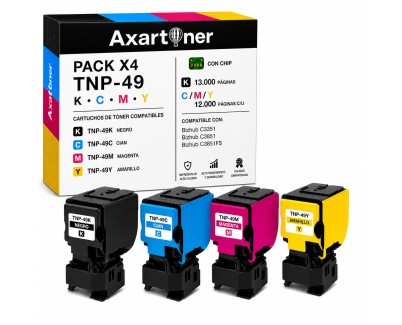 Compatible Pack x4 Konica Minolta Bizhub C3351 / C3851 / C3851FS Cartuchos de Toner TNP49 / TNP-49