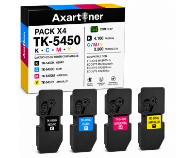 Compatible Pack x4 Kyocera TK-5450 Cartuchos de Toner para Kyocera ECOSYS MA2600cfx / MA2600cwfx / PA2600cwx / PA2600cx