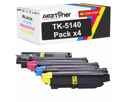 Compatible Pack x4 Kyocera TK5140 Cartuchos de Toner para Kyocera Ecosys M6030cdn M6530cdn P6130cdn