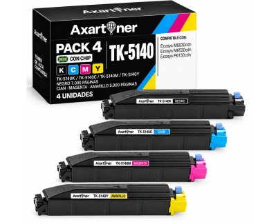 Compatible Pack x4 Kyocera TK5140 Cartuchos de Toner para Kyocera Ecosys M6030cdn M6530cdn P6130cdn
