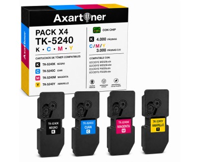 Compatible Pack x4 Kyocera TK5240 Cartuchos de Toner para Kyocera ECOSYS M5526, P5026 TK-5240