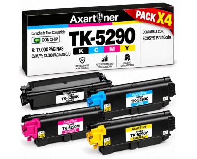 Compatible Pack x4 Kyocera TK5290 Cartuchos de Toner TK-5290 para Kyocera Ecosys P7240 cdn