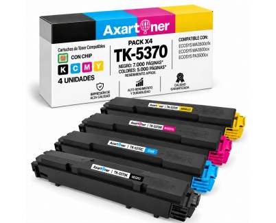 Compatible Pack x4 Kyocera TK5370 Cartuchos de Toner para Kyocera ECOSYS MA3500cix / MA3500cifx / PA3500cx