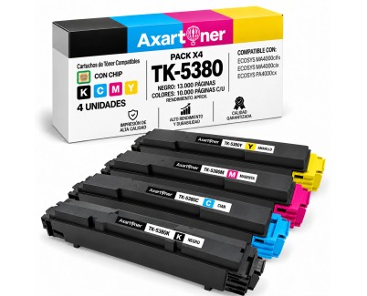 Compatible Pack x4 Kyocera TK5380 Cartuchos de Toner TK-5380 para ECOSYS MA4000cifx / MA4000cix / PA4000cx