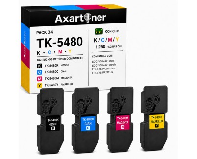 Compatible Pack x4 Kyocera TK5480 Cartuchos de Toner TK-5480 para Kyocera ECOSYS MA2101cfx / MA2101cwfx / PA2101cwx / PA2101cx