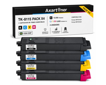 Compatible Pack x4 Kyocera TK8115 / TK-8115 Cartuchos de Toner para Kyocera Ecosys M8124cidn / M8130cidn