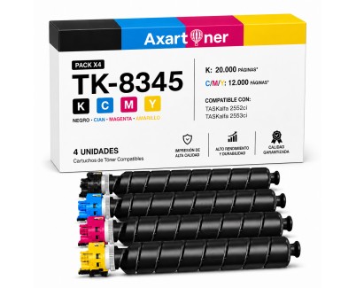 Compatible Pack x4 Kyocera TK8345 Cartuchos de Toner TK-8345 para TASKalfa 2552ci / 2553ci