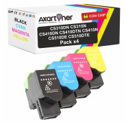 Compatible Pack x4 Lexmark CS310dn CS310n CS410dn CS410dtn CS410n CS510de CS510dte Cartuchos de Toner