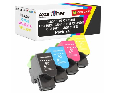 Compatible Pack x4 Lexmark CS310dn CS310n CS410dn CS410dtn CS410n CS510de CS510dte Cartuchos de Toner