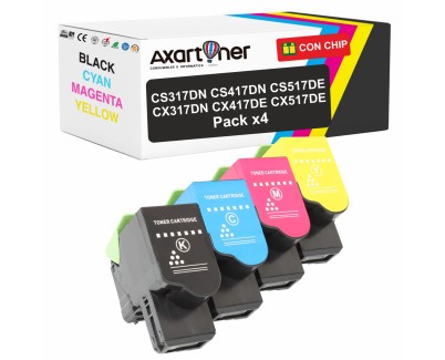 Compatible Pack x4 Lexmark CS317dn CS417dn CS517de CX317dn CX417de CX517de Cartuchos de Toner