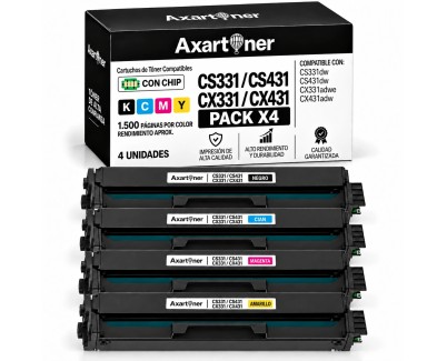 Compatible Pack x4 Lexmark CS331dw / CS431dw / CX331adwe / CX431adw Cartuchos de Toner