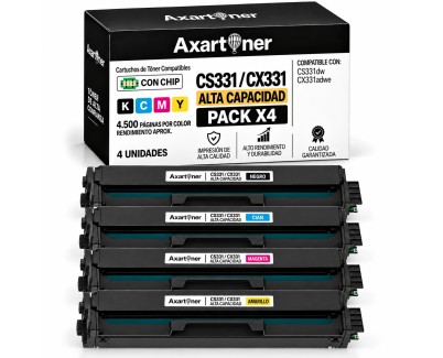 Compatible Pack x4 Lexmark CS331dw / CX331adwe Cartuchos de Toner