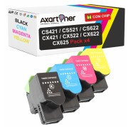 Compatible Pack x4 Lexmark CS421 / CS521 / CS622 / CX421 / CX522 / CX622 / CX625 Cartuchos de Toner