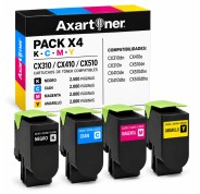 Compatible Pack x4 Lexmark CX310 / CX410 / CX510 Cartuchos de Toner