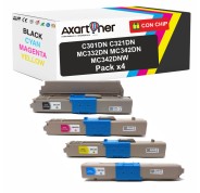 Compatible Pack x4 OKI C301DN C321DN MC332DN MC342DN MC342DNW Cartuchos de Toner