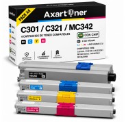 Compatible Pack x4 OKI C301DN C321DN MC332DN MC342DN MC342DNW Cartuchos de Toner
