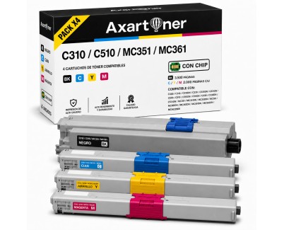Compatible Pack x4 OKI C310 / C510 / MC351 / MC361 Cartuchos de Toner