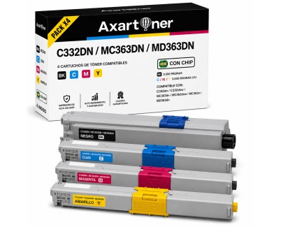 Compatible Pack x4 OKI C332DN / MC363DN / MD363DN Cartuchos de Toner