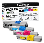 Compatible Pack x4 OKI C510, C530, MC561 Cartuchos de Toner