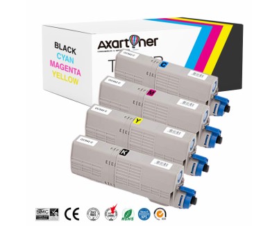 Compatible Pack x4 OKI C532, C542, MC573, MC563 Cartuchos de Toner