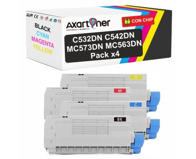 Compatible Pack x4 OKI C532dn C542dn MC563dn MC573dn Cartuchos de Toner