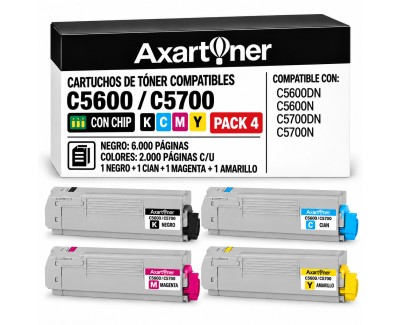Compatible Pack x4 OKI C5600 / C5700 Cartuchos de Toner