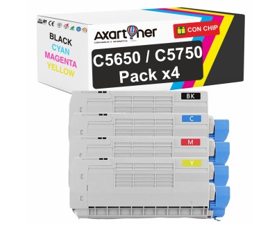 Compatible Pack x4 OKI C5650 C5650DN C5650N C5750 C5750DN C5750N Cartuchos de Toner
