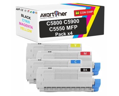 Compatible Pack x4 OKI C5800 / C5900 / C5550MFP Cartuchos de Toner