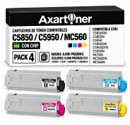 Compatible Pack x4 OKI C5850 / C5950 / MC560 Cartuchos de Toner